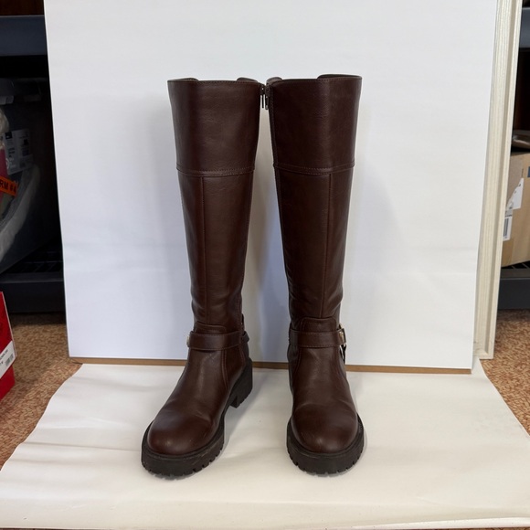 Guess Women's Tall Brown Buckle Boots - Picture 1 of 8